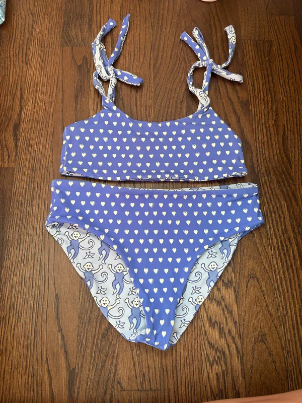 Roller Rabbit "Monkey/Hearts" reversible bikini set  - Image 3