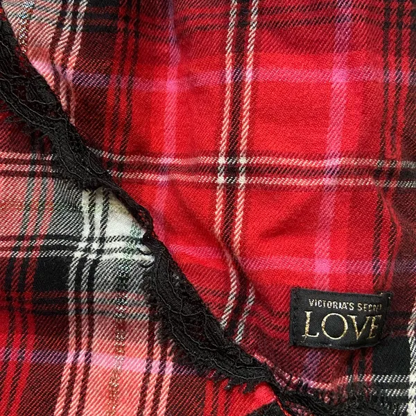 Victoria’s Secret red pink plaid pajama shorts, size medium - Image 3