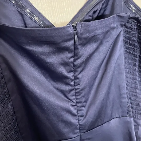 AQUA Strapless Navy Blue Ruffle Maxi Dress | size XL - Image 7