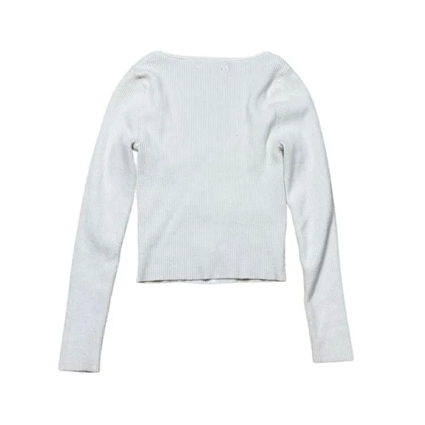 Abercrombie & Fitch Scoop Neck Long Sleeve Sweater Top White Small - Image 4