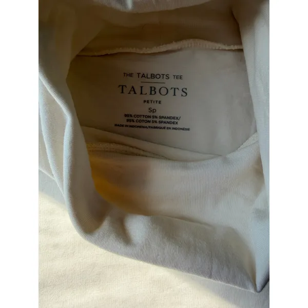 Talbots Petite Turtleneck Tee Small Petite Ivory White Cotton Stretch Long - Image 6