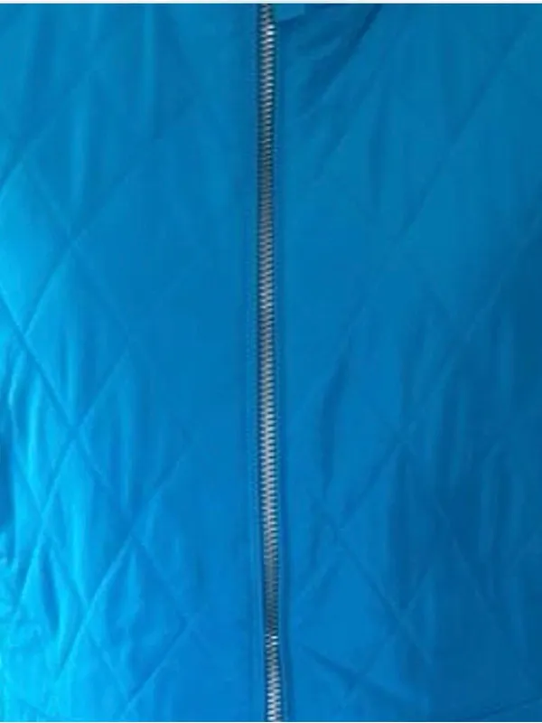 Talbots Quilted Teal-Blue Sleeveless Zip Vest - Image 5