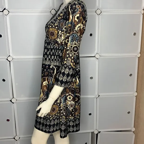 Blush Multicolor Polyester V-Neck Dress Size Large - Image 5