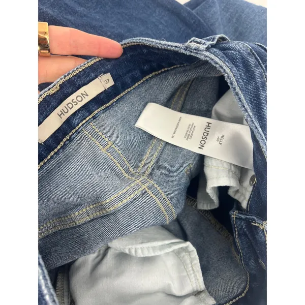 Hudson Holly High-Rise Flare Jeans Blue Raw Hem Size 27 - Image 7