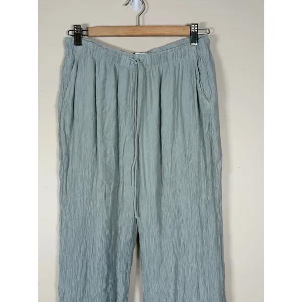 Abercrombie Fitch Womens Light Blue‎ Crinkle Wide Leg Drawstring Pants Size M - Image 2