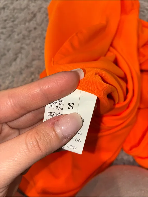 Neon Orange One-Shoulder Cutout Bodycon Dress Womens Size Small - Image 2