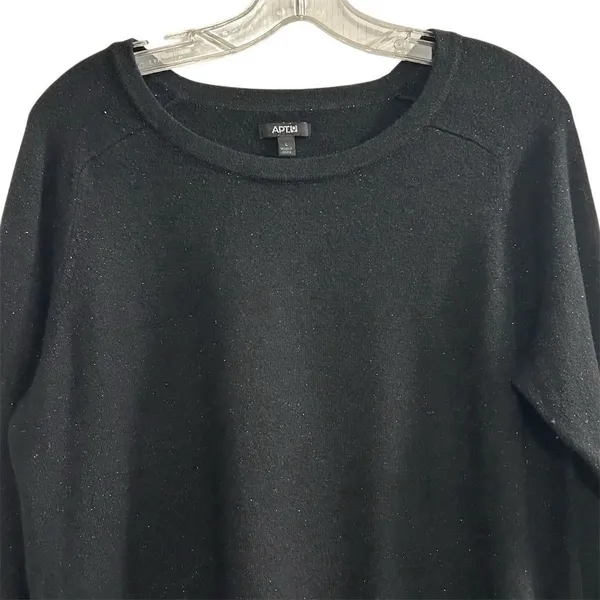 APT. 9 Women’s‎ metallic Shimmer Black Crew Neck Pullover Sweater Long Sleeve - Image 8