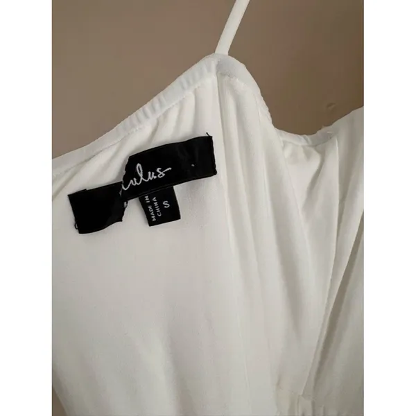 Lulus Toast to Romance White Ruched Pearl Bodycon Midi Dress Size Small Bridal - Image 6