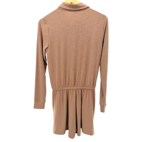Z Supply Portabella Tan Lyra Rib Henley Romper Casual Lounge‎ Brown L NWT - Image 9
