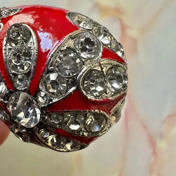 Betsy Johnson red rhinestone egg keychain - Image 7