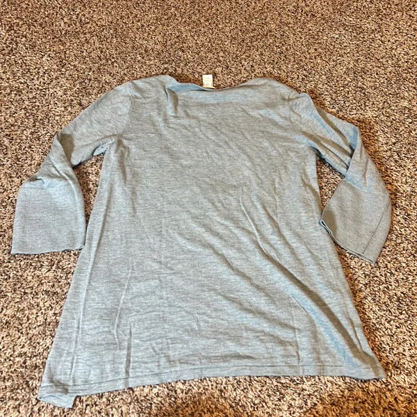 J Jill Blue Cotton Lace Up Side Bell Sleeve‎ Tunic Top Women Size S - Image 7