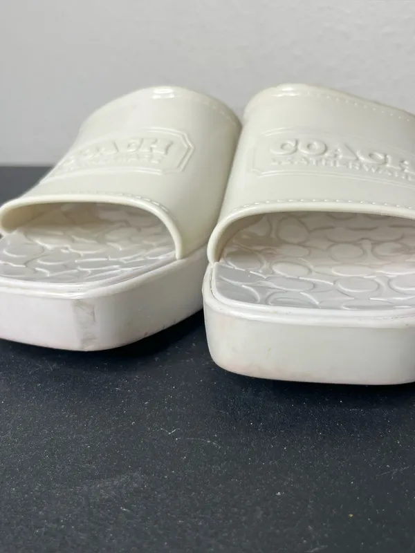 Coach Scarlett Rubber Block Heel Sandal Mule in Ivory Size 8 - Image 7
