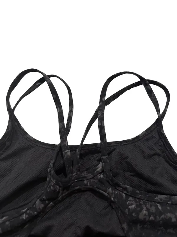 All In Motion Black Gray Marbled Strappy Crisscross Mesh Bra Yoga Medium Women's - Image 7