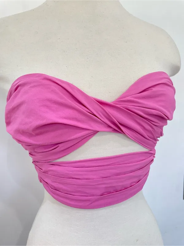 RUNAWAY The Label Ayla Hot Pink Crop Top Tiered Maxi Skirt Set XS - Image 4