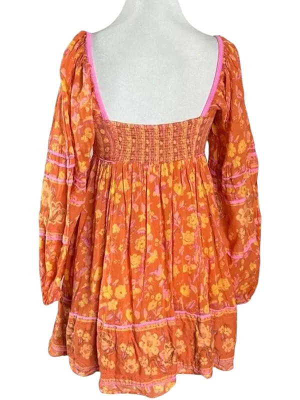 Free People Bohemian Retro 70s Flower Child Endless Afternoon Mini Dress Medium - Image 7