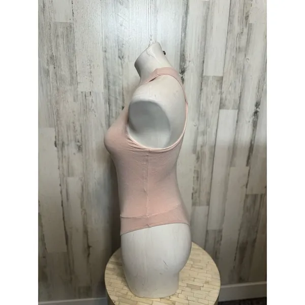 Forever 21 Blush Pink Ribbed Bodysuit Womens Size Small S High Neck Tank Leotard - Image 2