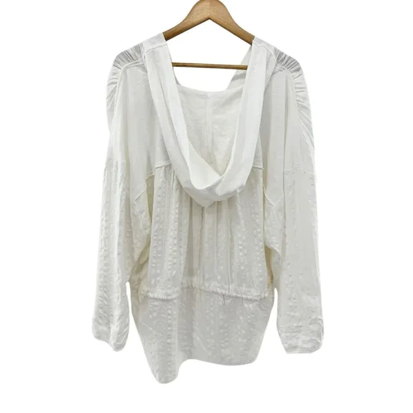 Out From Under Peyton Linen Popover Top White Size XS‎ Oversized Hooded Lounge - Image 8