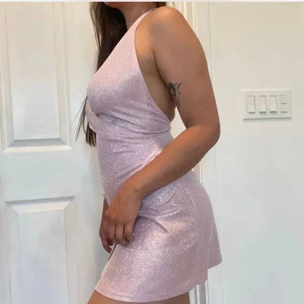 Princess Polly sparkly pink halter top dress Paris mini dress size 0 - Image 2