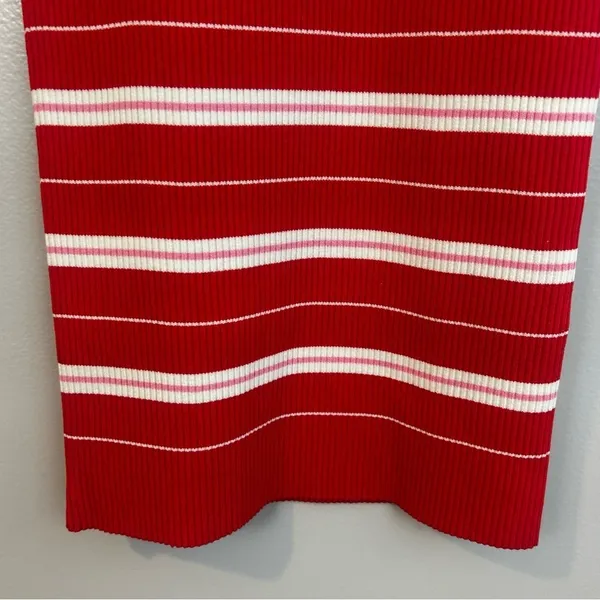 NWT Amanda Uprichard Red/Pink Ribbed Striped Short Sleeve Bodycon Mini Dress Lrg - Image 10