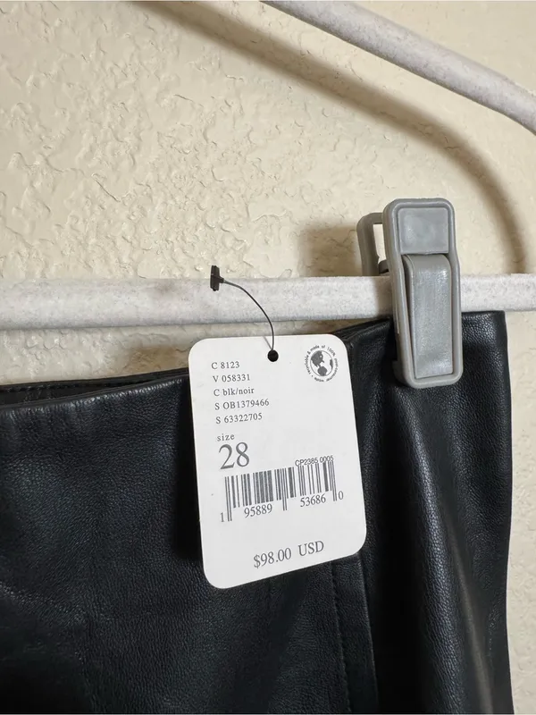 Free People Real Deal Slit Pants Size 28 Black Faux Leather Flare Boho NEW - Image 7