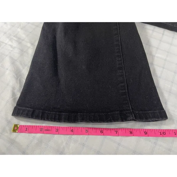 Women's Black Flare Leg Jeans Size 8 High-Rise Bell Bottom Stretch Denim 30" - Image 4