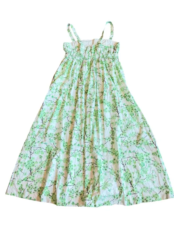 J. Crew Gathered Tank Midi Dress Lime Cherry Blossoms Smocked Cotton Size 8 NWT - Image 10