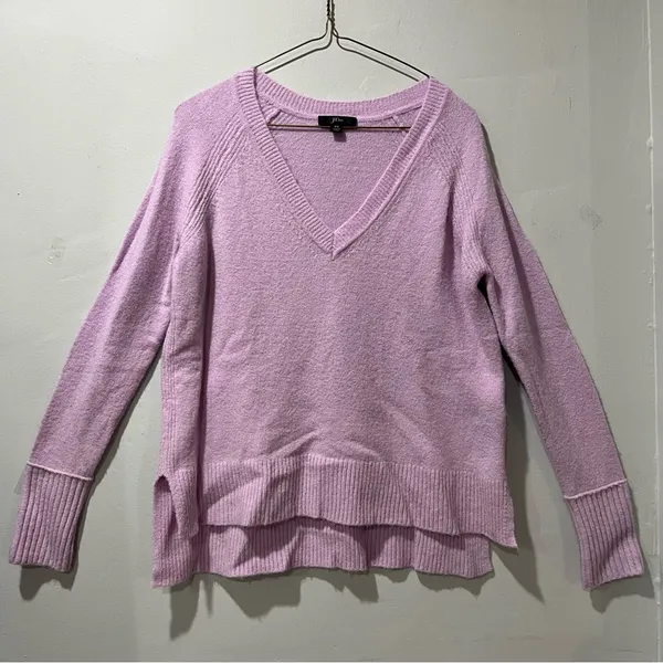 J. Crew Merino V-Neck Tunic Long Sleeve Sweater Lilac‎ XS Light Weight - Image 2
