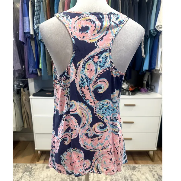 Lilly Pulitzer Women's 100% Silk Racerback For The Halibutt Malie Tank Multi S - Image 6