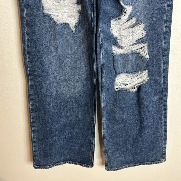 SO Women Super High Rise Wide Leg Distressed Denim Jeans Blue 11/30W - Image 3
