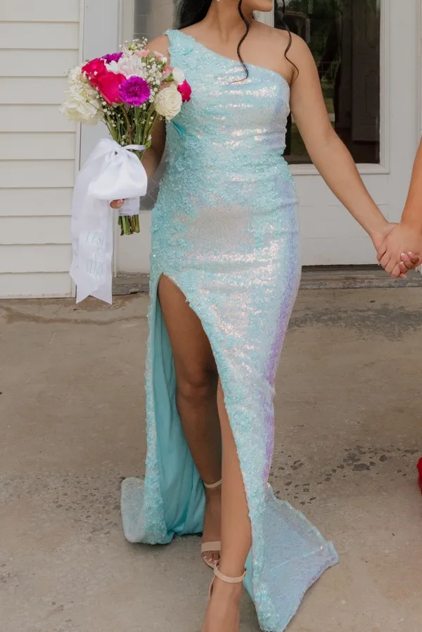Sherri Hill Prom Dress aqua - Image 3