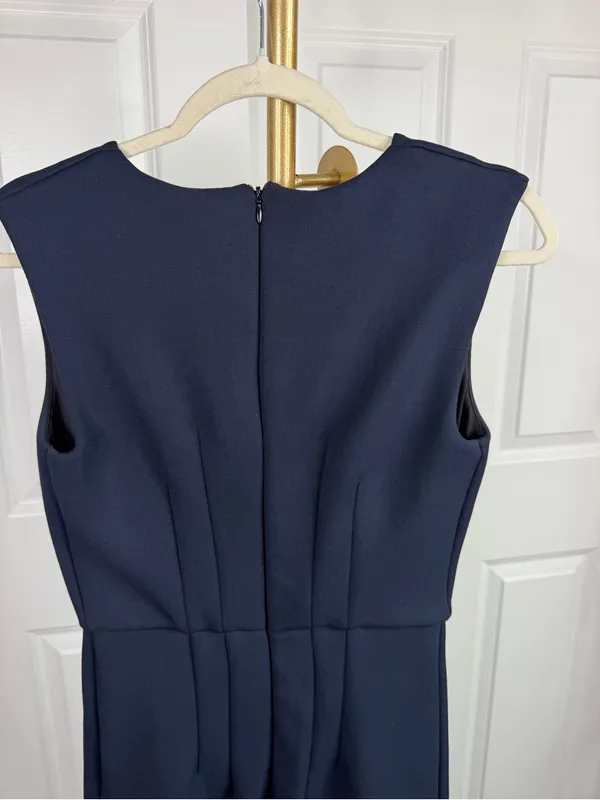 Sportmax Navy V-Neck Mermaid Midi Dress Built-In Shapewear - Image 8