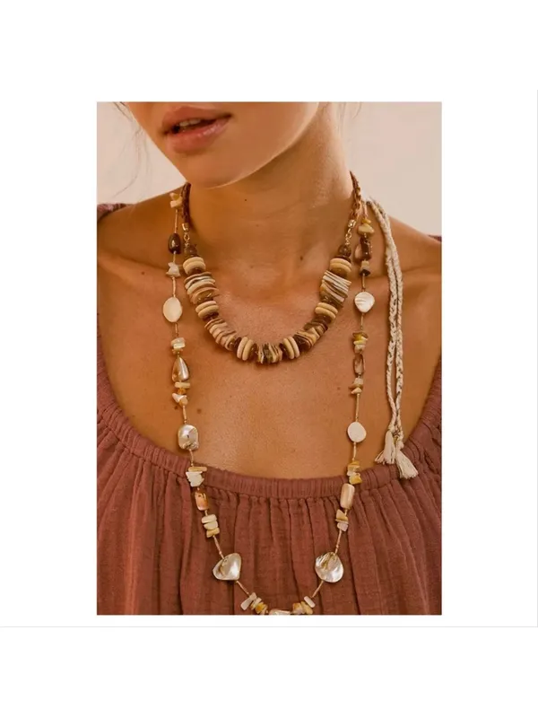 NWOT Free People Isabella Bohemian Natural Wood Necklace - Image 5