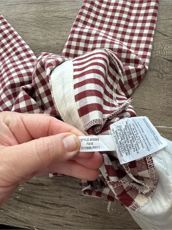 J‎ CREW MARTIE PANTS IN MAHOGANY IVORY GINGHAM SIZE 0p - Image 4