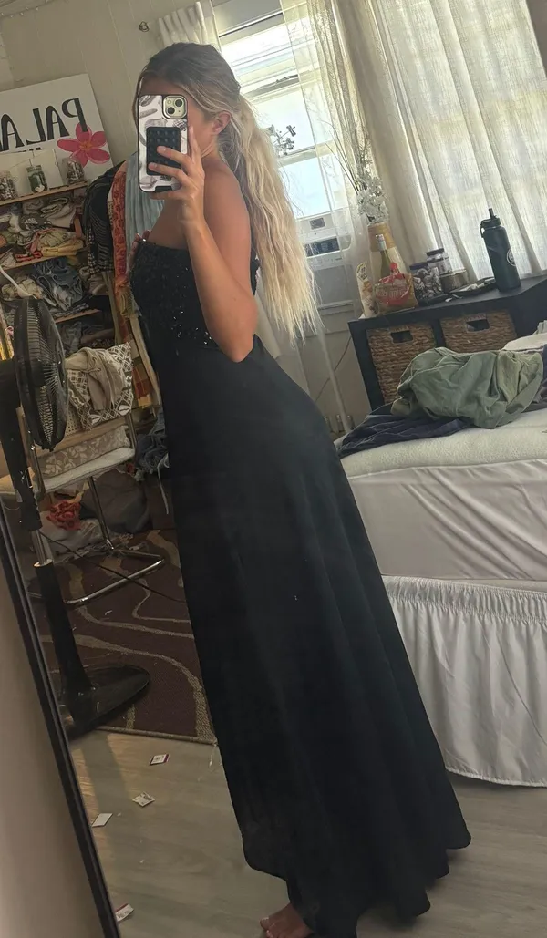 Black Tie Black Sequin Dress - Image 6