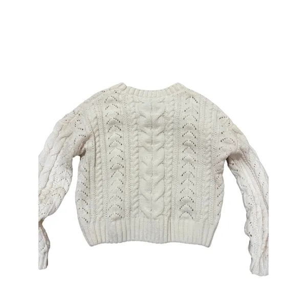 Pink Rose Cream Cable Knit‎ Cropped Sweater – Size M - Image 4