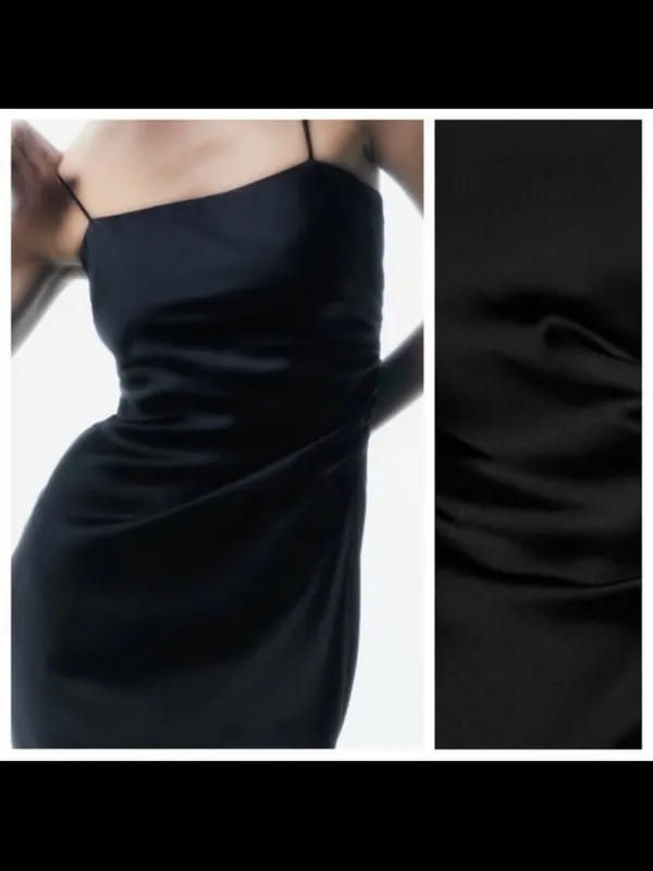 Zara Black Satin Slip Midi Dress with Thigh Slit - Image 6