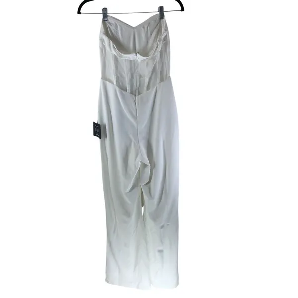 Lulus Fashionista Nights Ivory Strapless Bustier Wide-Leg Jumpsuit S - Image 3