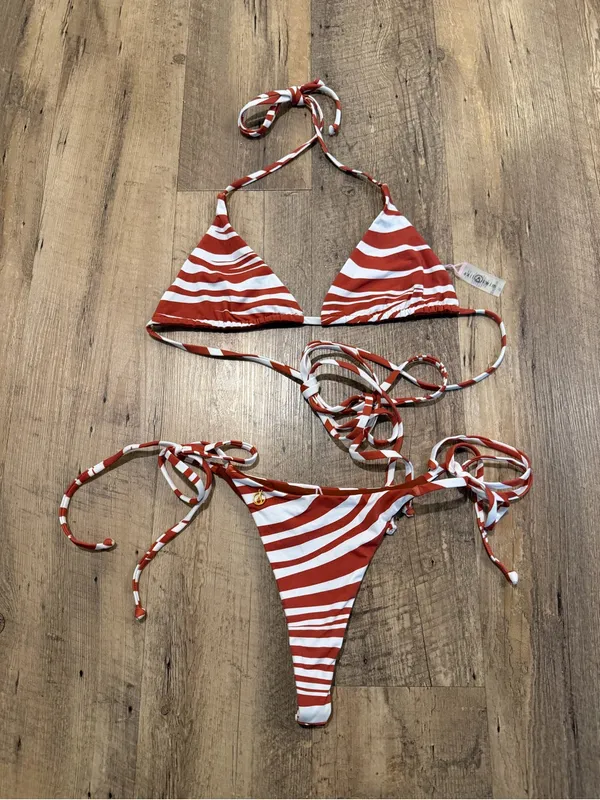 NWOT Axil swim bikini Set Red Zebra Print Medium - Image 2