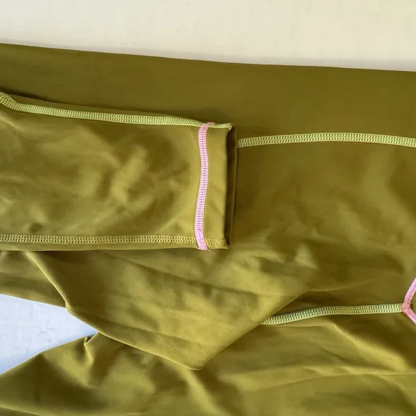 Buffbunny Collection Leggings Women's Small Olive Green Pink Contrast High Rise - Image 3