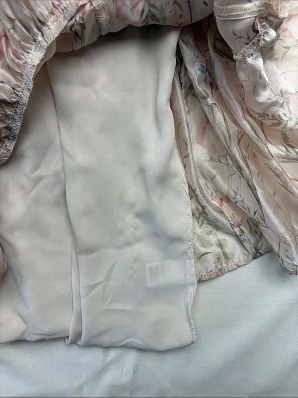 Storia xl Blush Floral Cream Maxi Slip Dress Ruffle Hem romantic guest party - Image 11