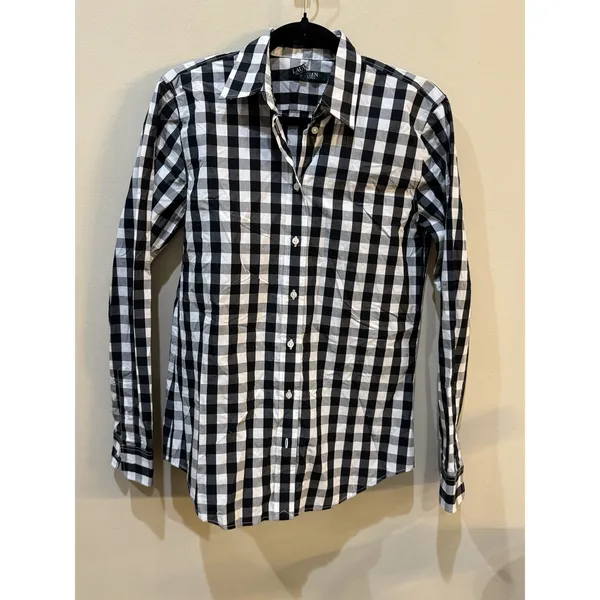Lauren Ralph Lauren Women's Black and White Gingham Button-Down Shirt Size XS - Image 2