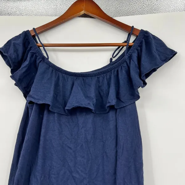 Lilly Pulitzer Tamiami Off the Shoulder Navy Tank Top Cold Shoulder Blouse small - Image 5