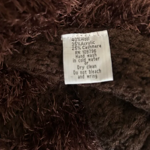 Scarf Shawl Wrap w/ Faux Fur Edging and Pockets Brown Knit CTF Choose the Future - Image 8