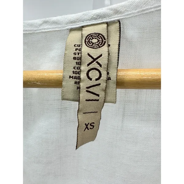 XCVI Women's White Tank Mini‎ Dress 100% Linen XS Oversized Lagenlook Coastal - Image 3