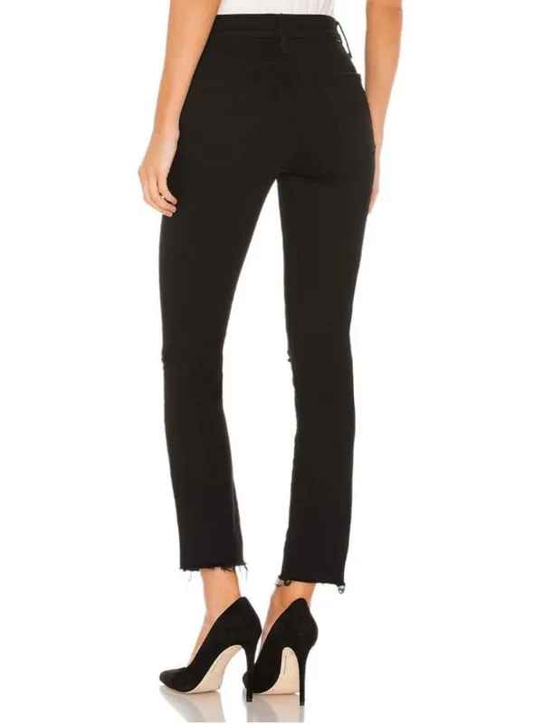 Mother Denim The Rascal Ankle Fray Cropped Straight Jeans in Guilty As Sin Sz 29 - Image 5