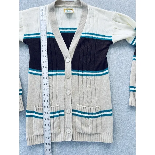 Vintage 70s Kmart Women's Small Stripe Cardigan Retro Sweater Funky Academia - Image 6