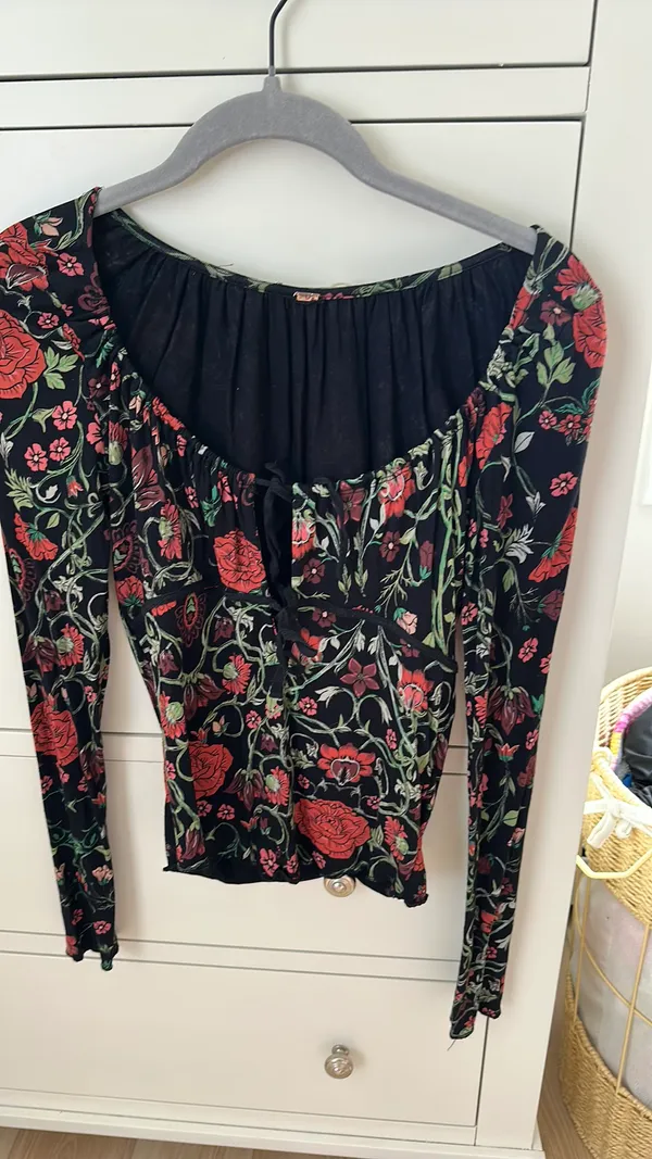 Free People Top Long Sleeve Floral Small - Image 2