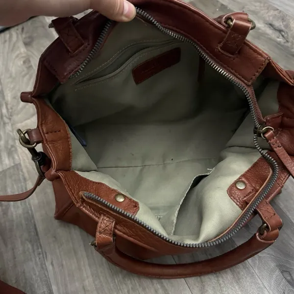 American Leather Co Long Beach Satchel Crossbody Bag Brandy Brown - Image 5