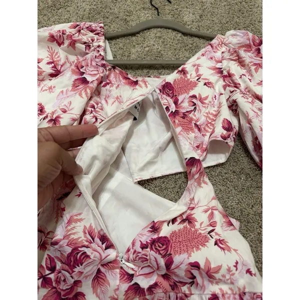 Hello Molly Sweetest Kind Pink Floral Cut Out Mini Dress size XS NWOT - Image 6