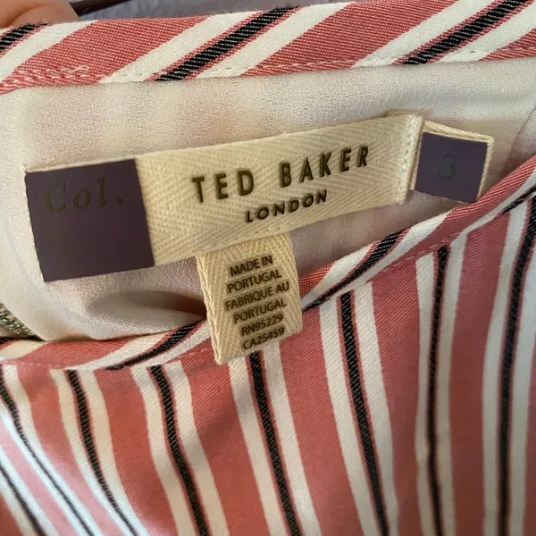 Ted Baker London Coryn Pink White Pinstripe Fit and Flare Skirt size 3 / Medium - Image 3